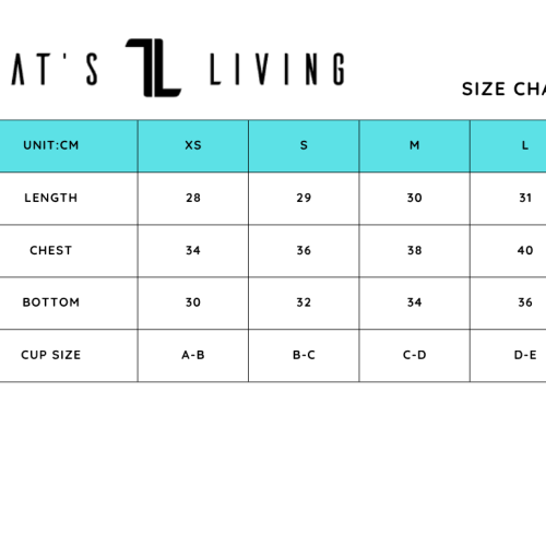 The Everyday Ease Bra - Soft Pink size chart lists XS–L with measurements in cm for length, chest, bottom, and cup size; fits A-B cups (XS) to D-E cups (L), ensuring the perfect fit for this breathable bra.