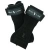 A pair of black IronHide Lifting Straps with adjustable Velcro closures and "TAYL.S LIVING" branding on top, designed to support your wrists during lifting.