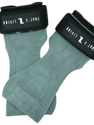The IronHide Lifting Straps are gray suede grips with black adjustable wrist straps, each featuring "THAT’S LIVING" and a white stylized "Z" logo on the strap.