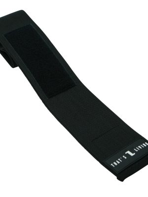 The Original Elbow Wraps are black elastic straps featuring a Velcro patch and a white-marked printed label on one end, shown laid flat against a white background.